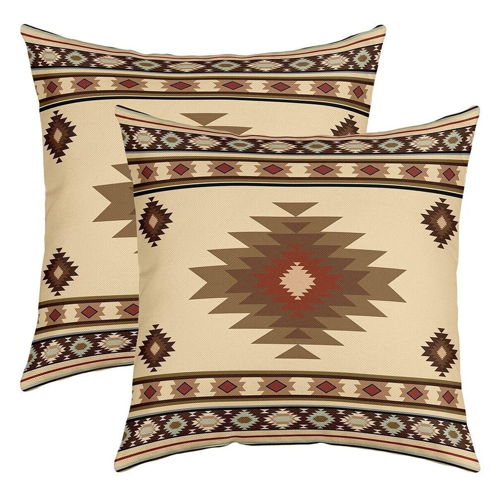 4646 Southwestern Geometric Square Cushion Covers Set of 2 Set 20 x 20-Inch